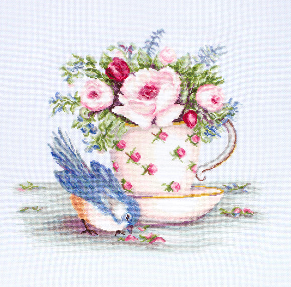 Luca-S B2324 Bird in Tea Cup クロスステッチキット – クロス